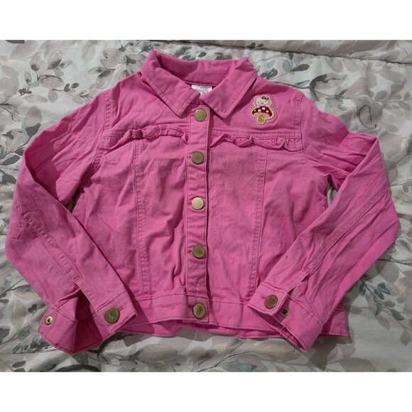 Vintage Girls size 8 Pink Jean Jacket Hello Kitty 365 kids So Cute - Picture 1 of 5